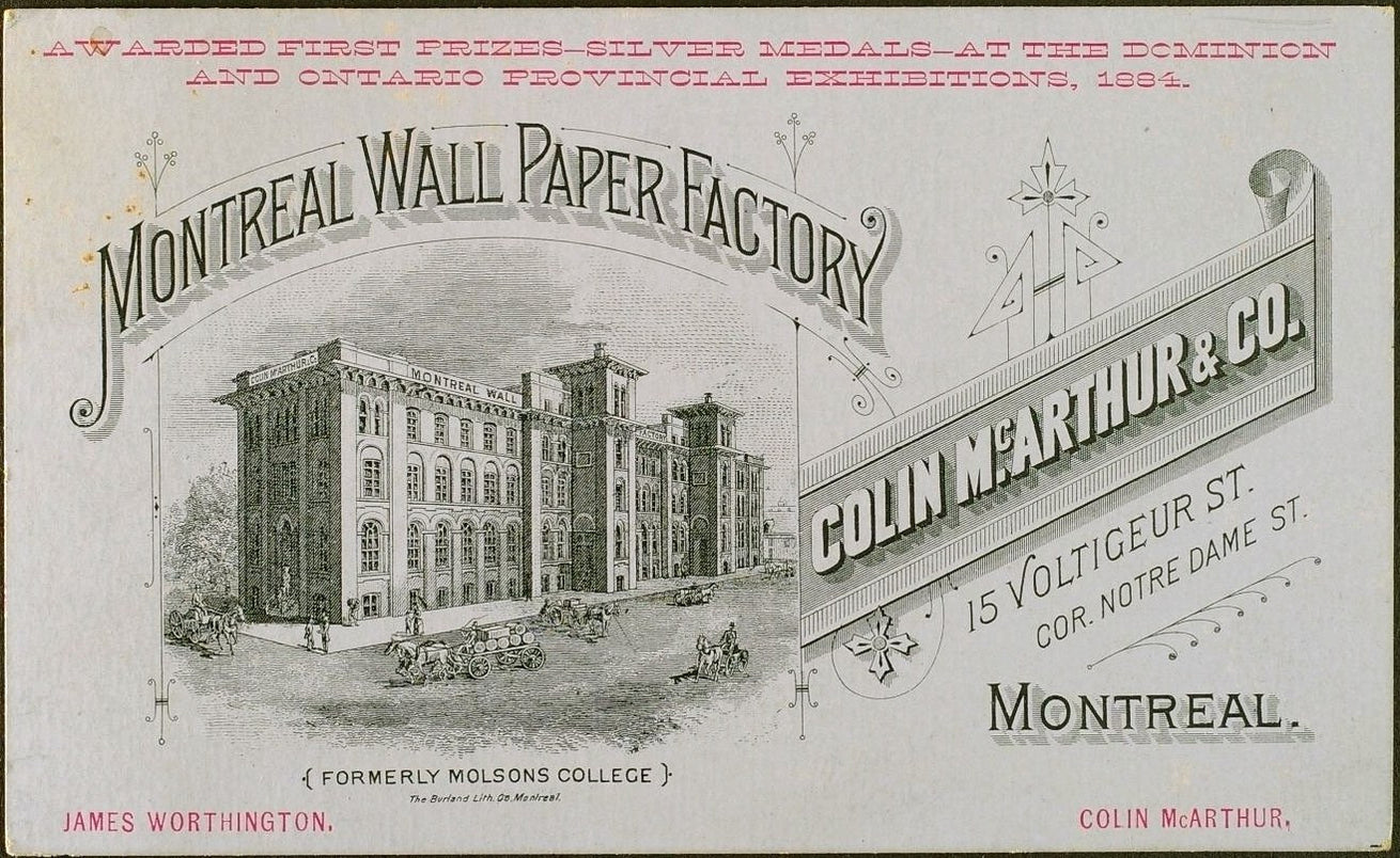 1880s Montreal Wall Paper Factory Trade Card
