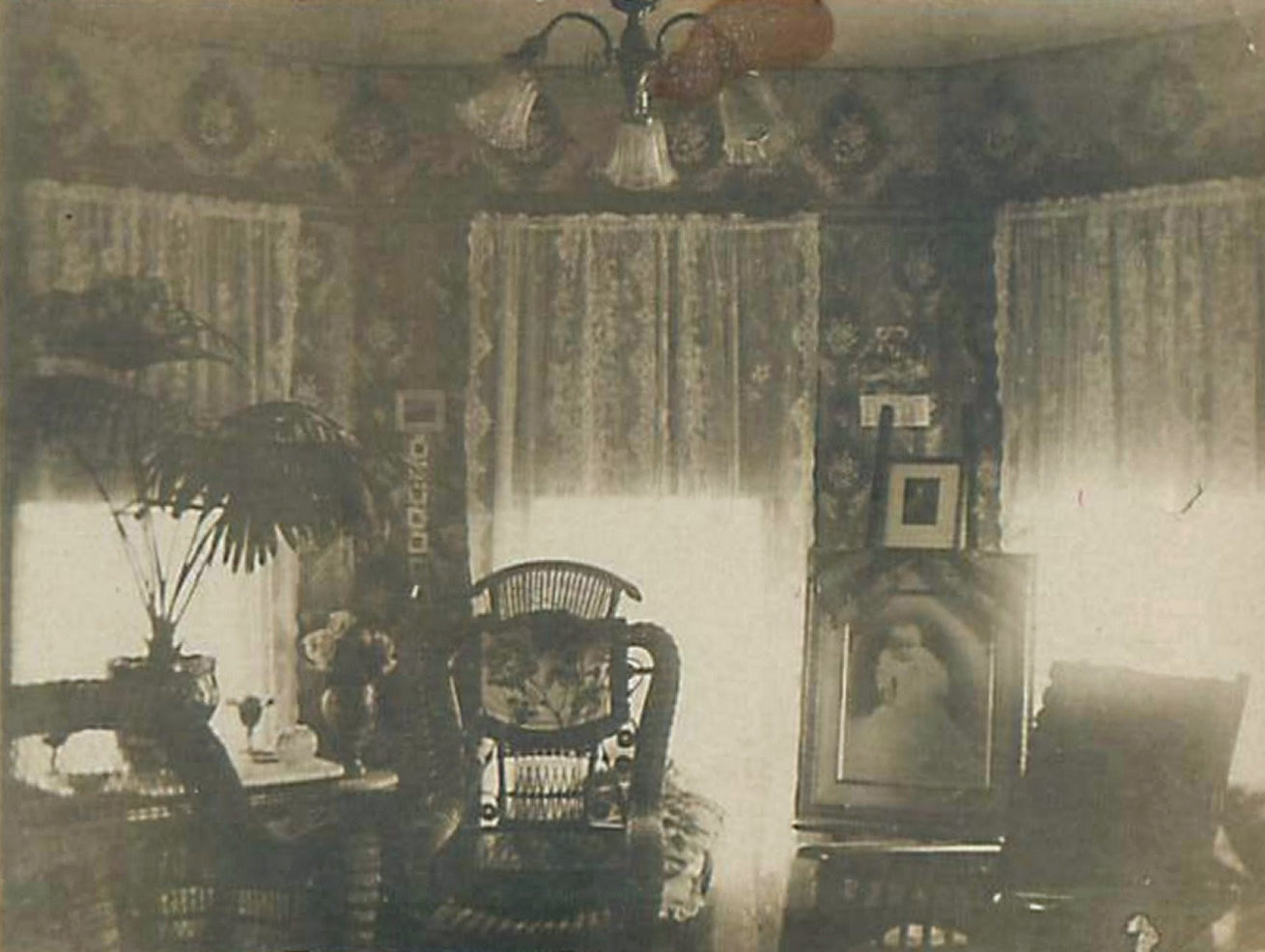 c.1900 Interior with Lace Curtains