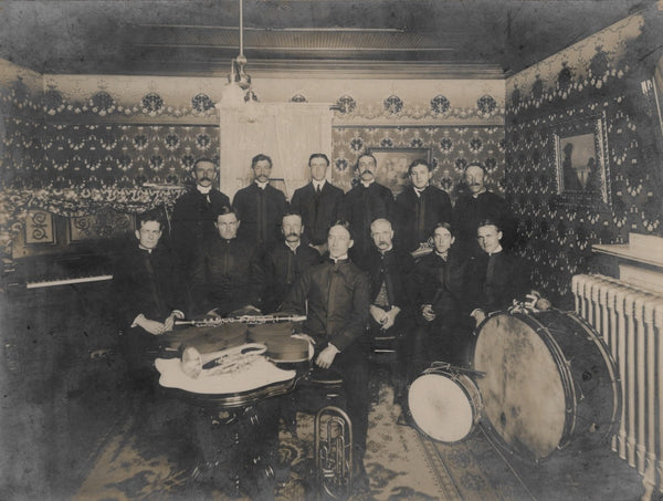Band in Wallpapered Interior