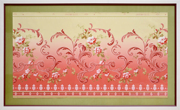 Delicate Blended Empire Floral Frieze - Framed Antique Wallpaper Art