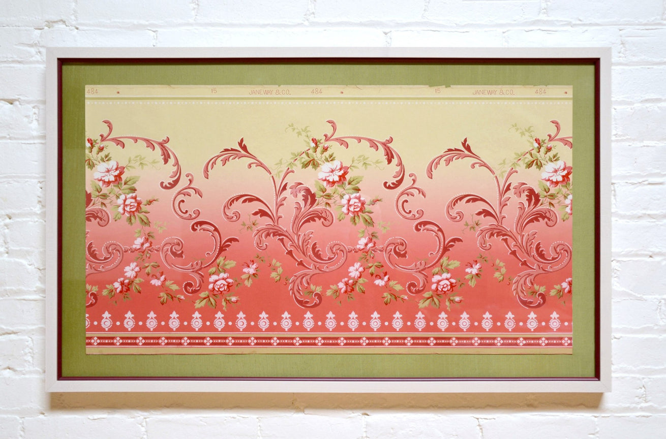 Delicate Blended Empire Floral Frieze - Framed Antique Wallpaper Art