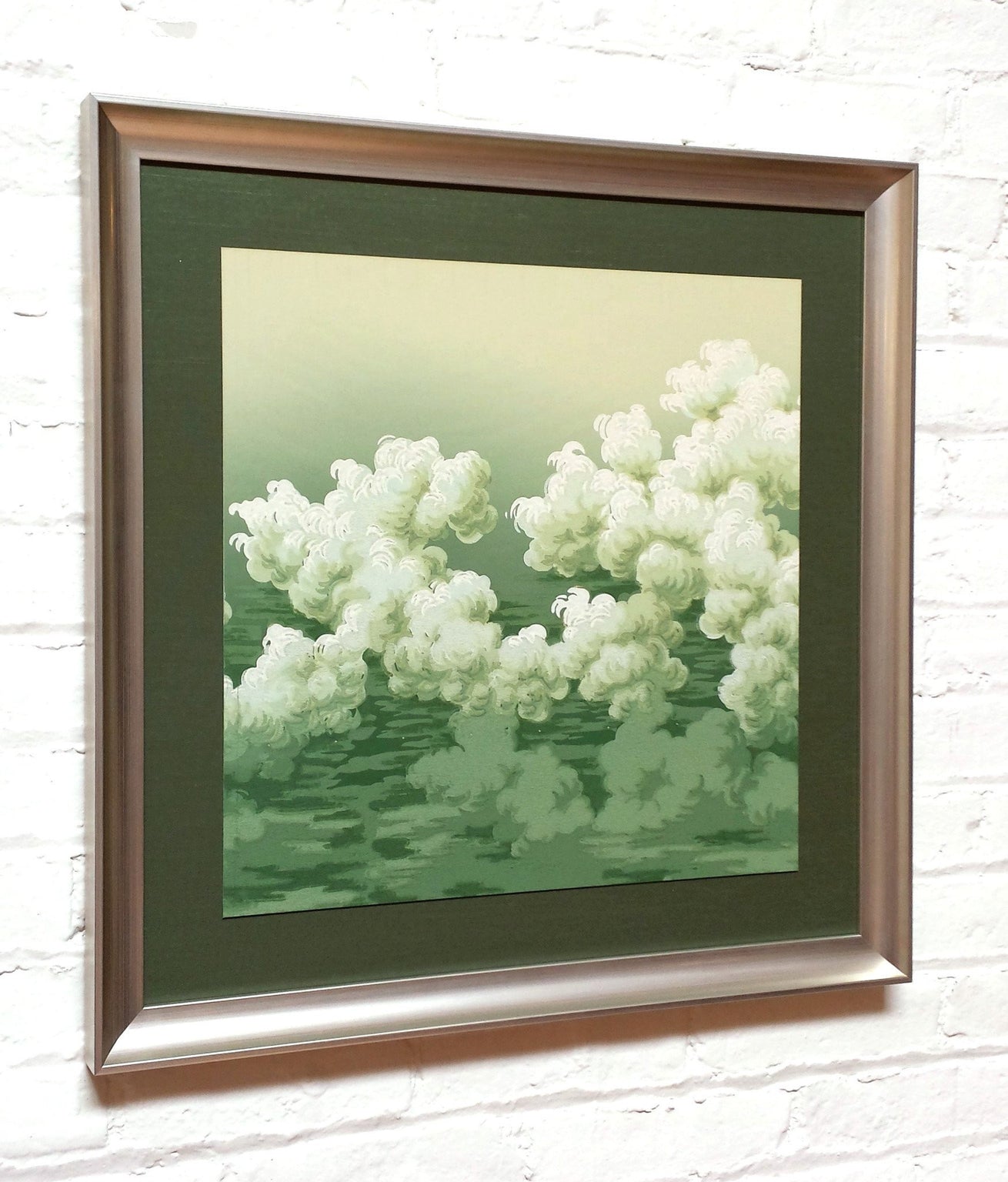 Blended Green Cloud Frieze - Framed Antique Wallpaper Art