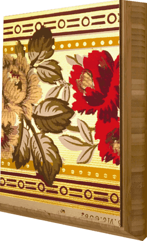 3-Band Gilt Floral Border - Mounted Antique Wallpaper Panel