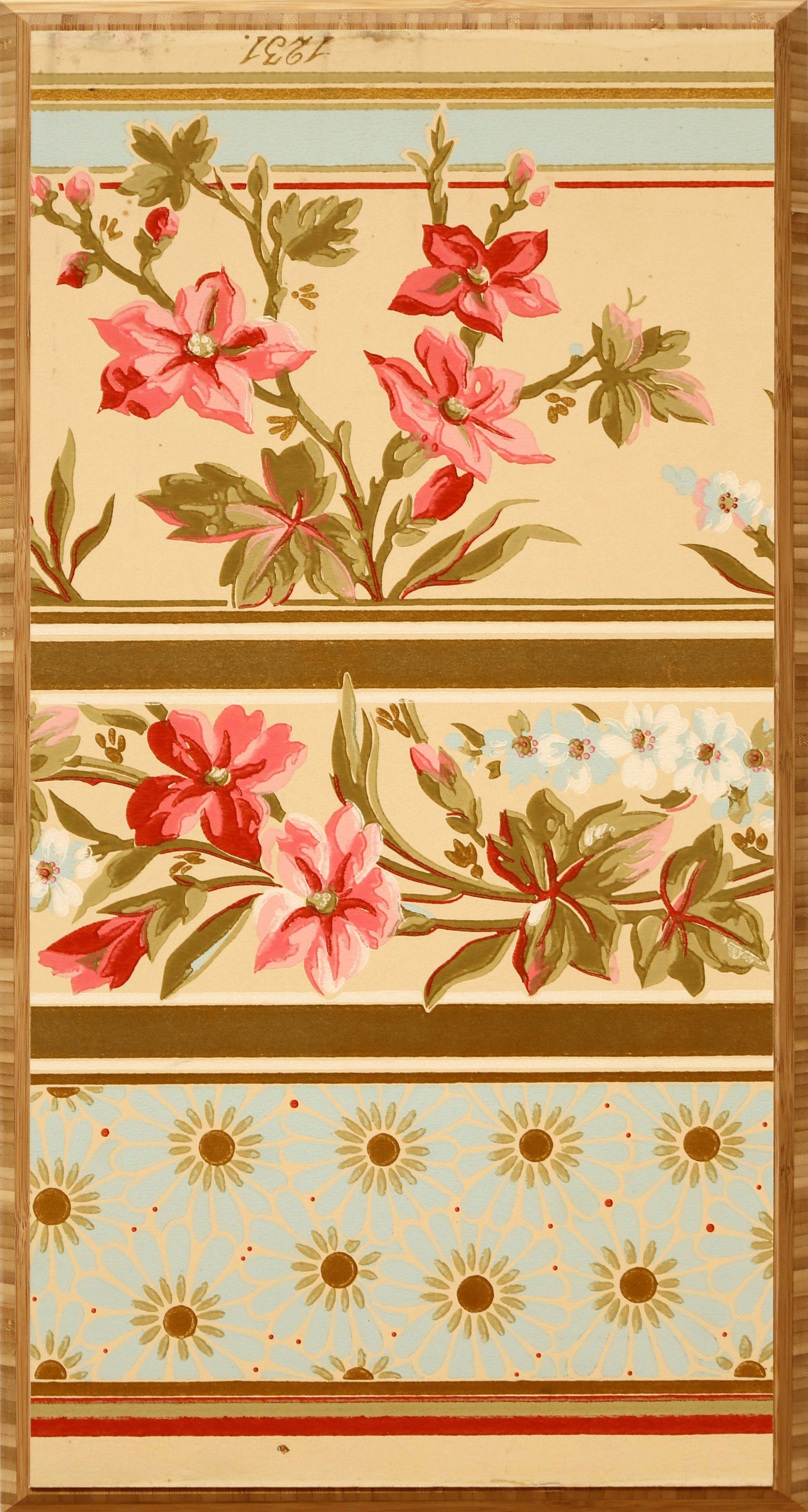 3-Band Aesthetic Movement Border - Mounted Antique Wallpaper Panel