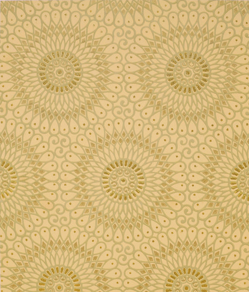 "Spirographic" Filigree Circles with Flitter - Sold - Mounted Antique Wallpaper Panel