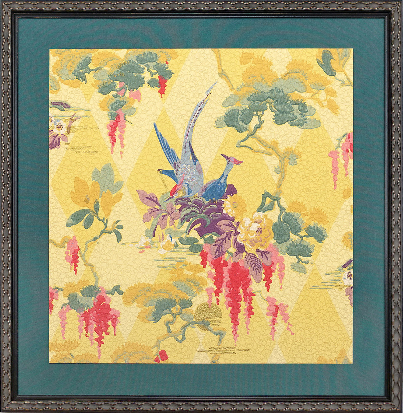 Exotic Birds - Framed Antique Wallpaper Art-Sold