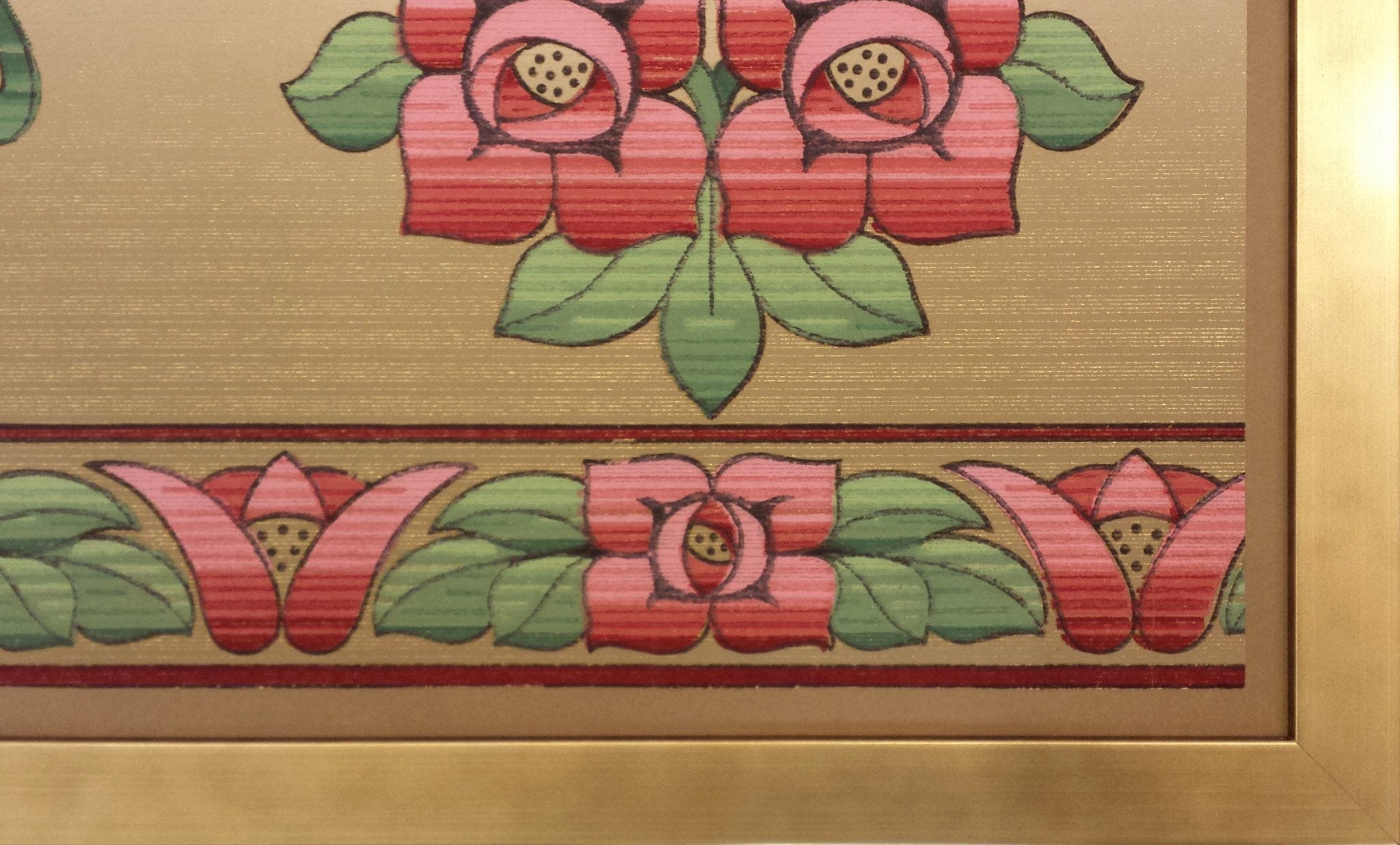 Frieze Pattern Rose Arts & Crafts Frieze with Stylized Rose/Antique Wallpaper/Wall Art ...