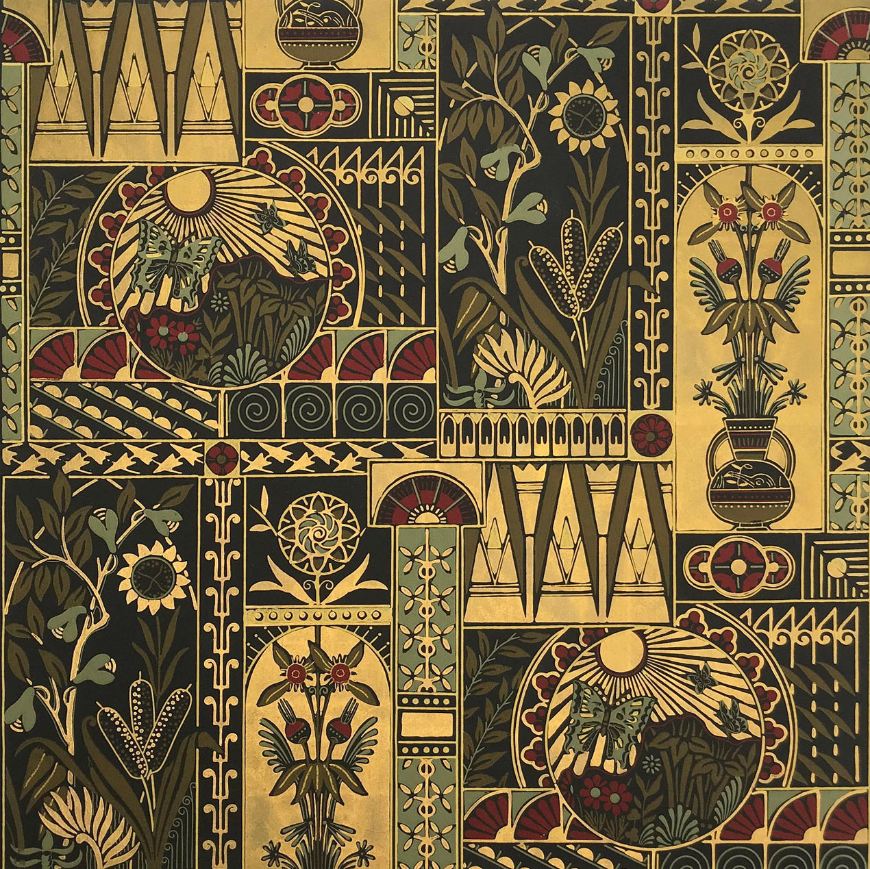 Original Aesthetic Movement Wallpaper Fragment/Antique Wallpaper/Wall