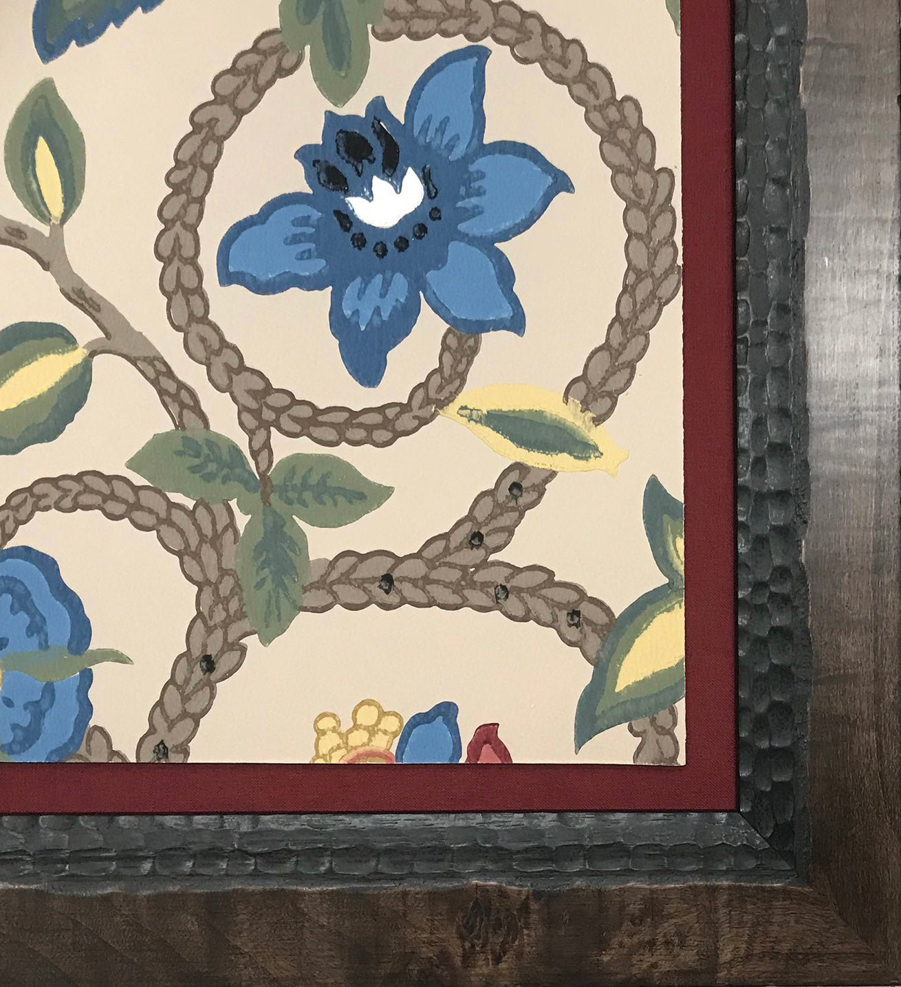 Bird and Urn - Framed Antique Wallpaper Art - Sold