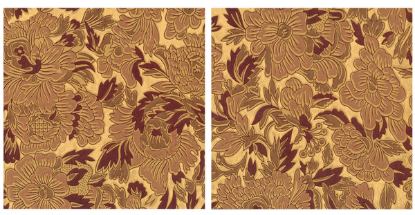 Gilt Floral Wallpaper Accent Panel - Diptych