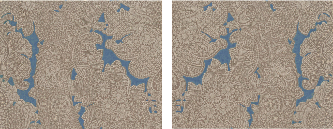 Embossed Damask Wallpaper Accent Panel - Diptych