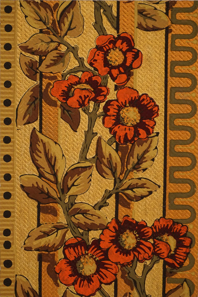 Vibrant Floral Antique Wallpaper Accent Panel - SOLD
