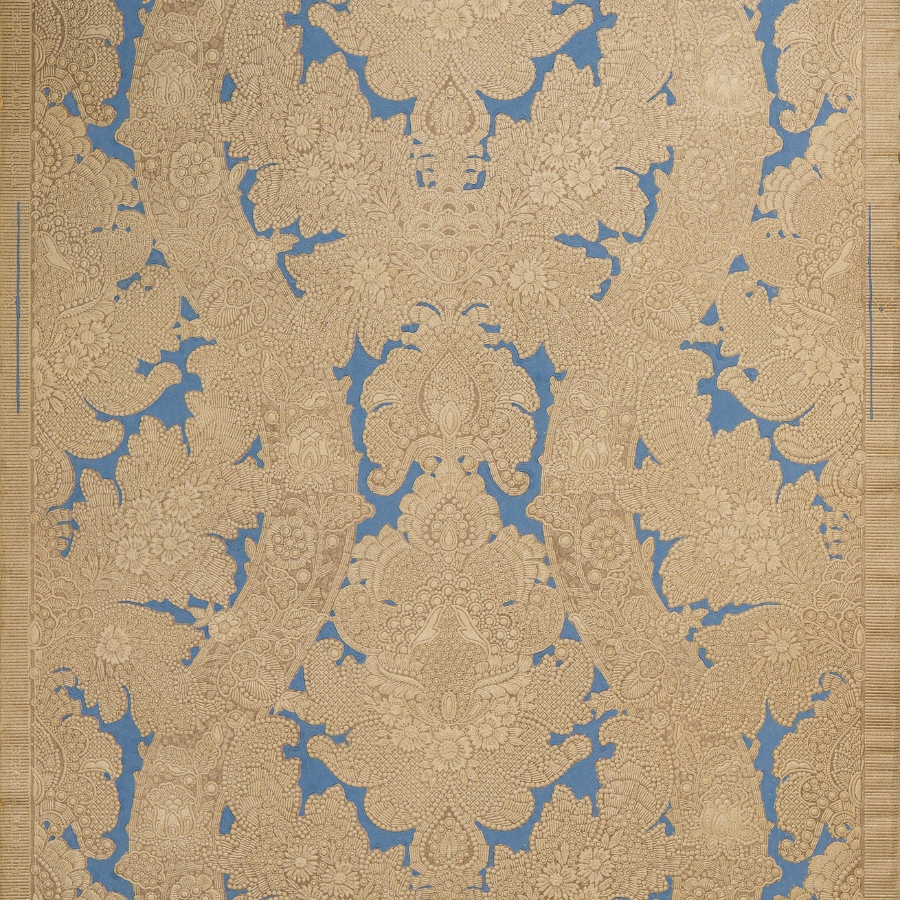 Intricately Tooled Embossed Damask - Antique Wallpaper Remnant