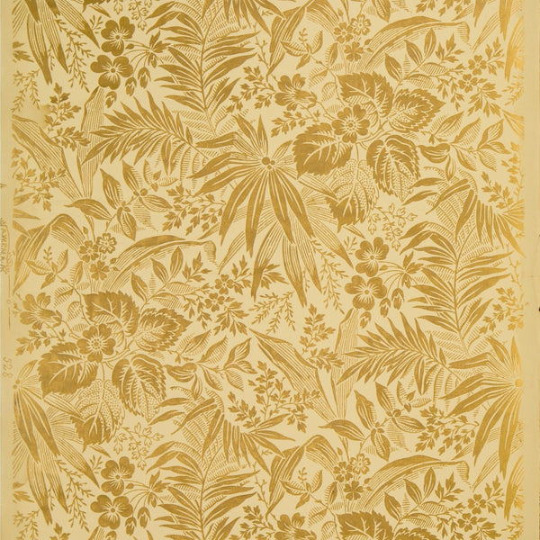 Gilt Flowers and Leaves - Antique Wallpaper Remnant