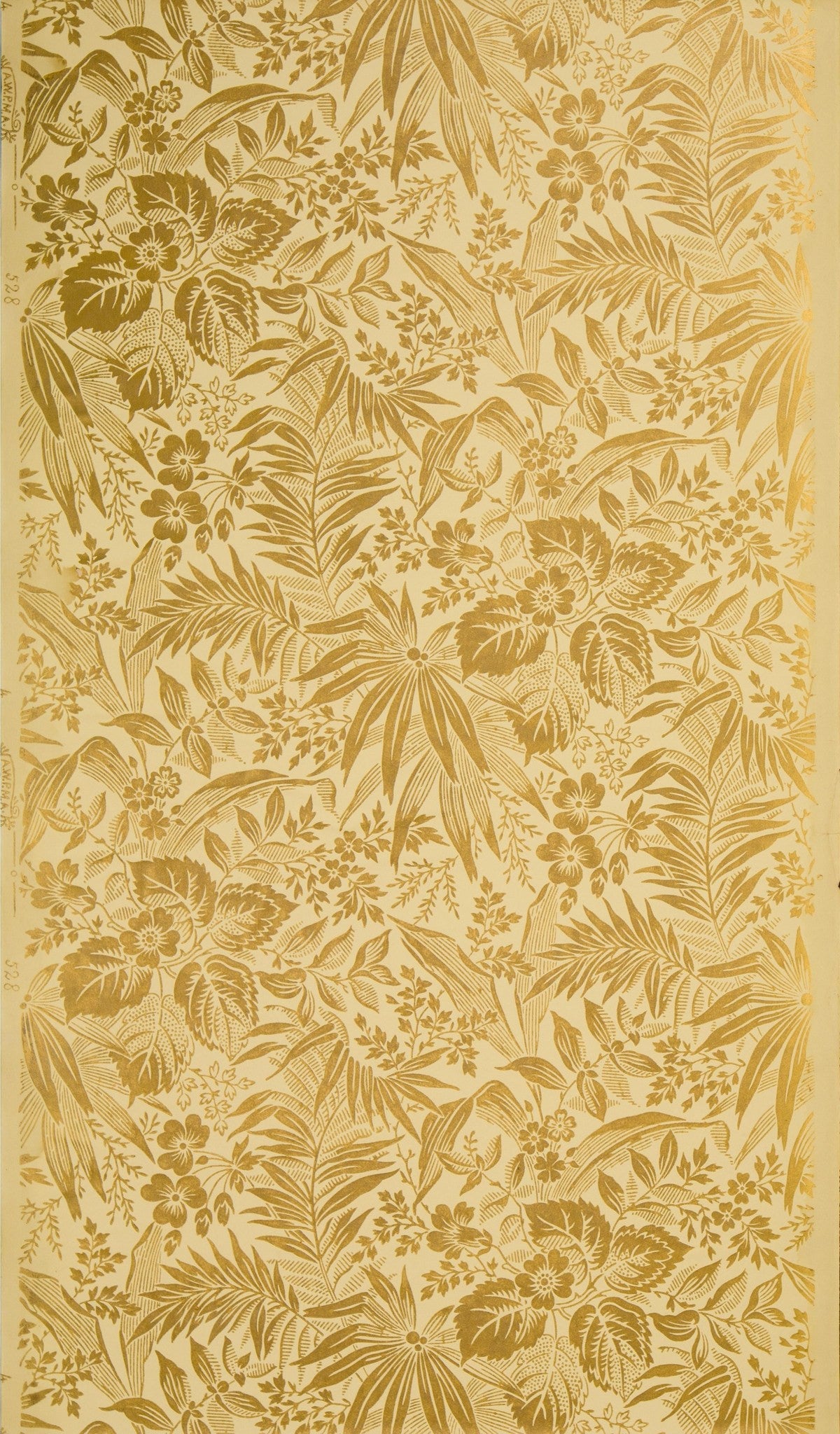 Gilt Flowers and Leaves - Antique Wallpaper Remnant