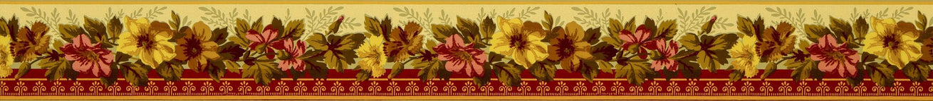 5-Band 3-3/4" Floral Border - Antique Wallpaper Roll