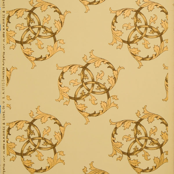 Ceiling with Gilt Interlocking Circles - Antique Wallpaper Remnant