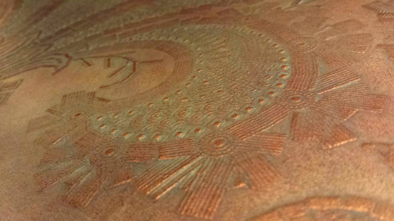 Tooled Leather Damask - Antique Wallpaper Remnant