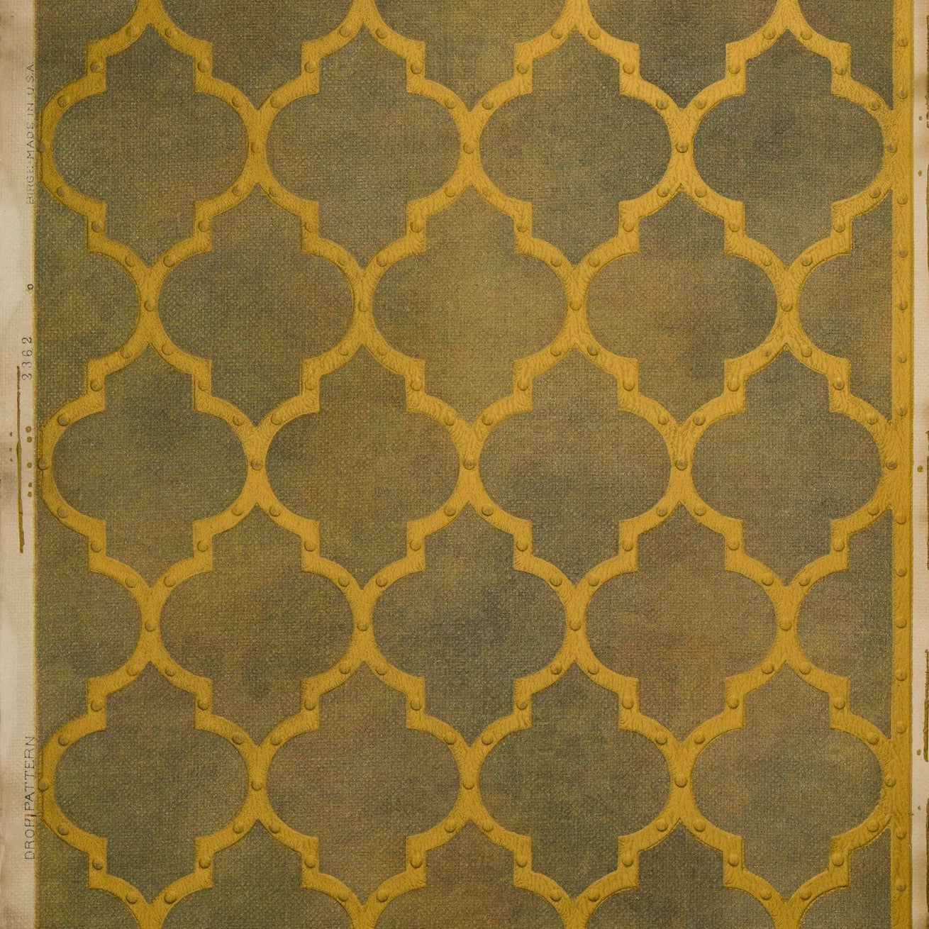 Gold Grille on Burlap - Antique Wallpaper Remnant