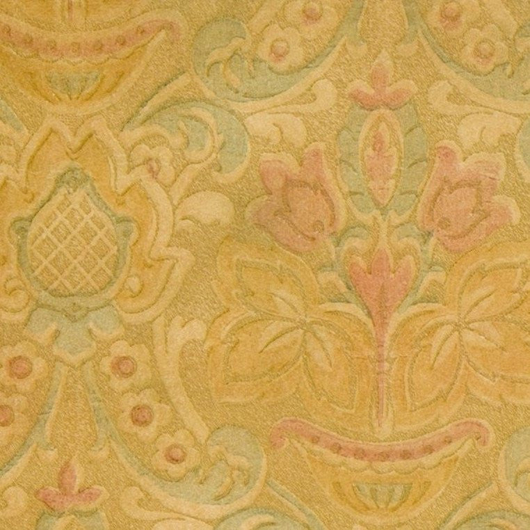 Embossed Baroque Floral - Antique Wallpaper Remnant
