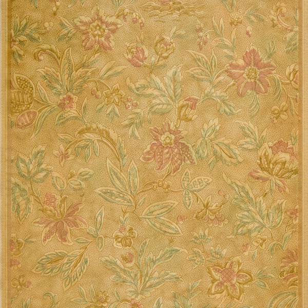 Embossed Flowers and Leaves - Antique Wallpaper Remnant
