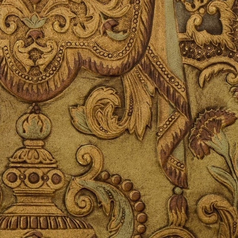 Spanish Embossed Leather - Antique Wallpaper Remnant