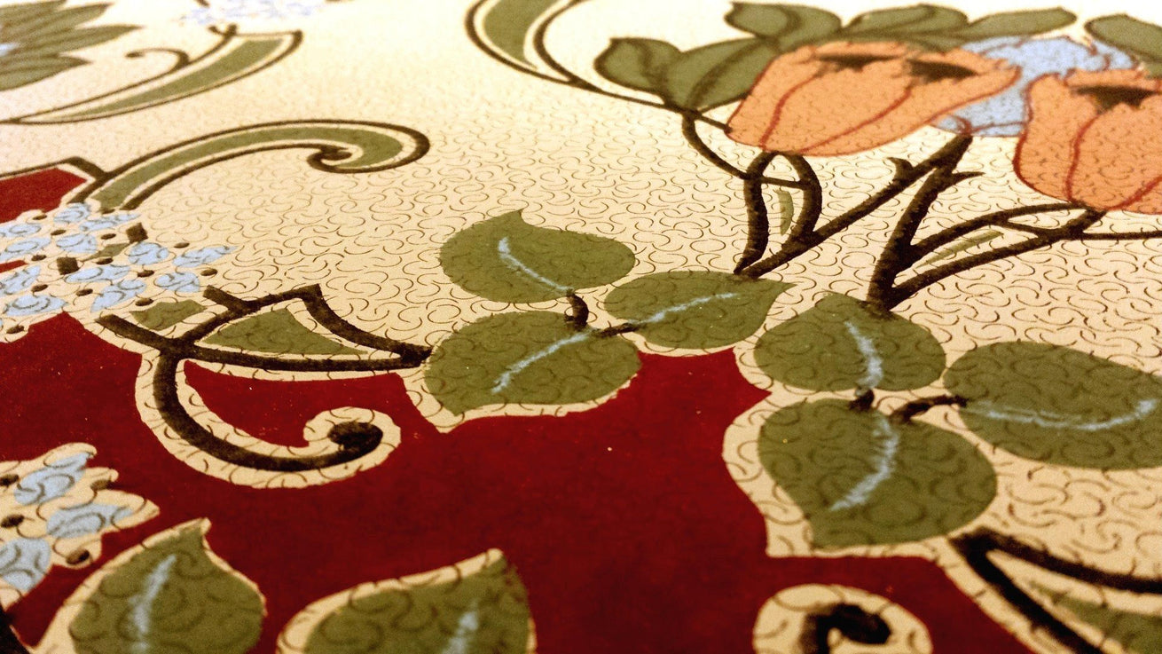 Stylized Floral Blended Frieze - Antique Wallpaper Remnant
