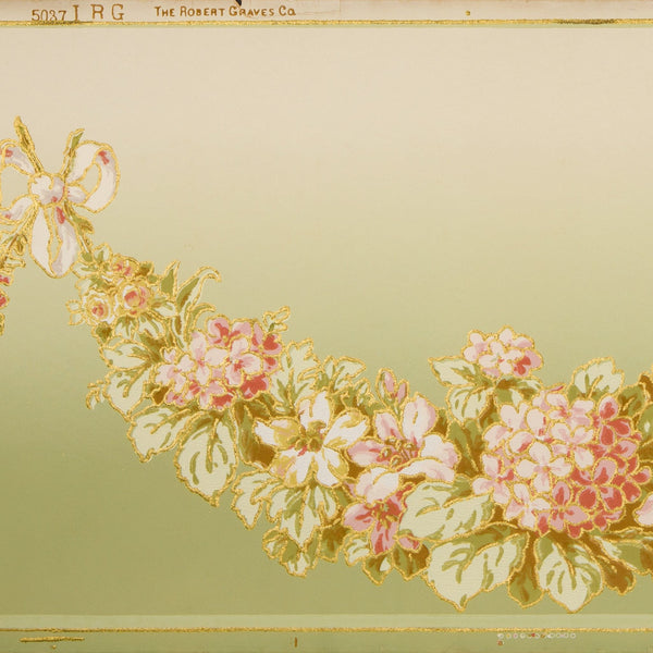Blended Rose Swag Frieze - Antique Wallpaper Remnant