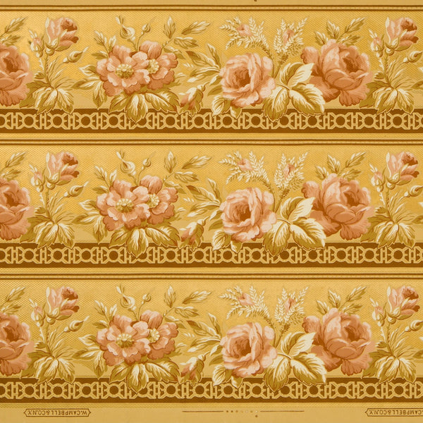 Blended 3-Band Border with Gilt Scrolls and Roses/Antique Wallpaper ...