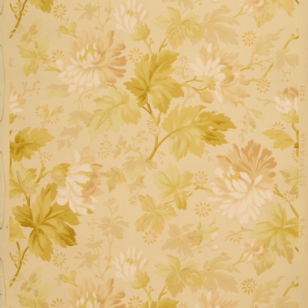 Flowers, Leaves and Branches - Antique Wallpaper Remnant