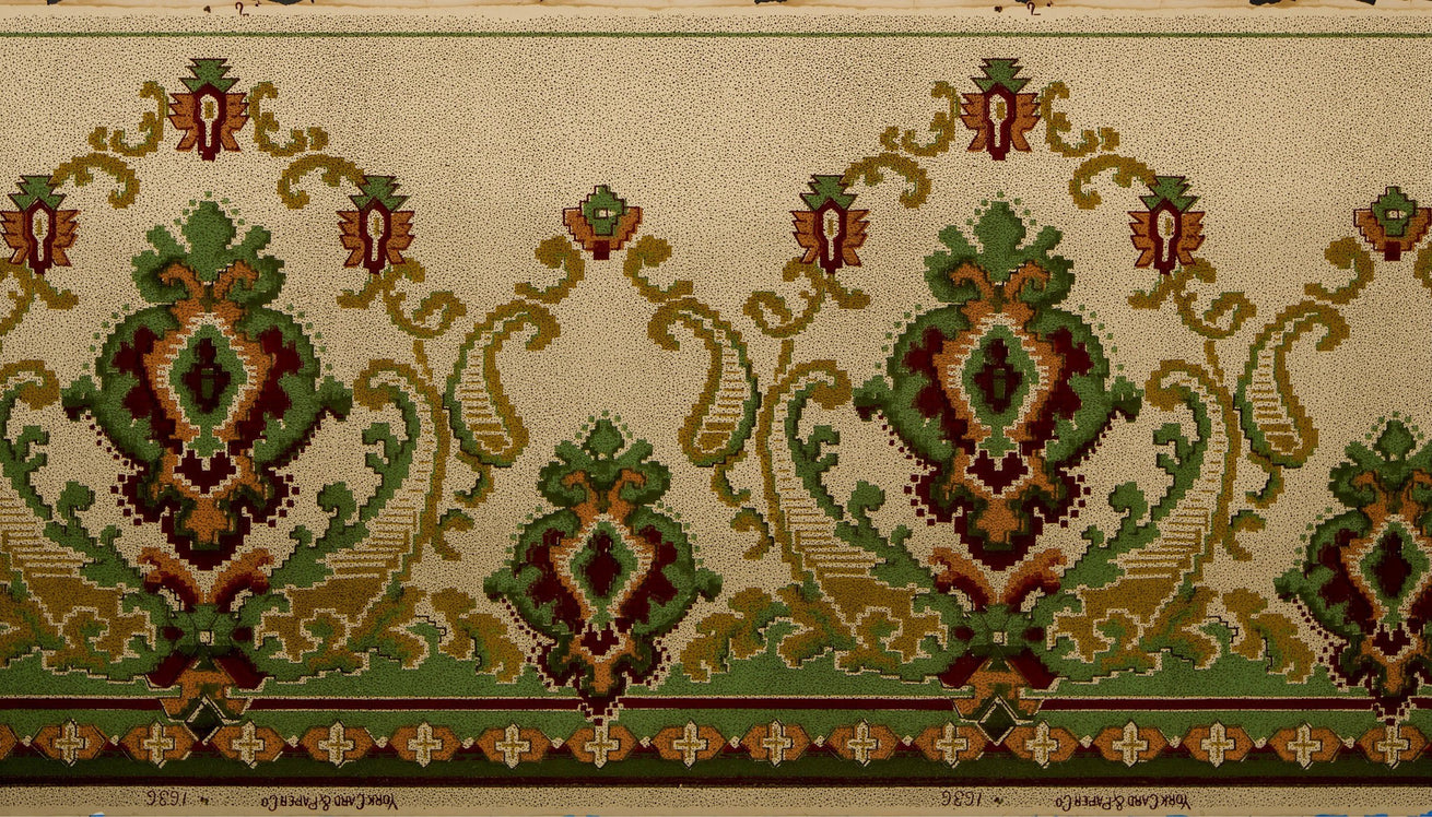 Kilim-Like Blended Frieze - Antique Wallpaper Remnant