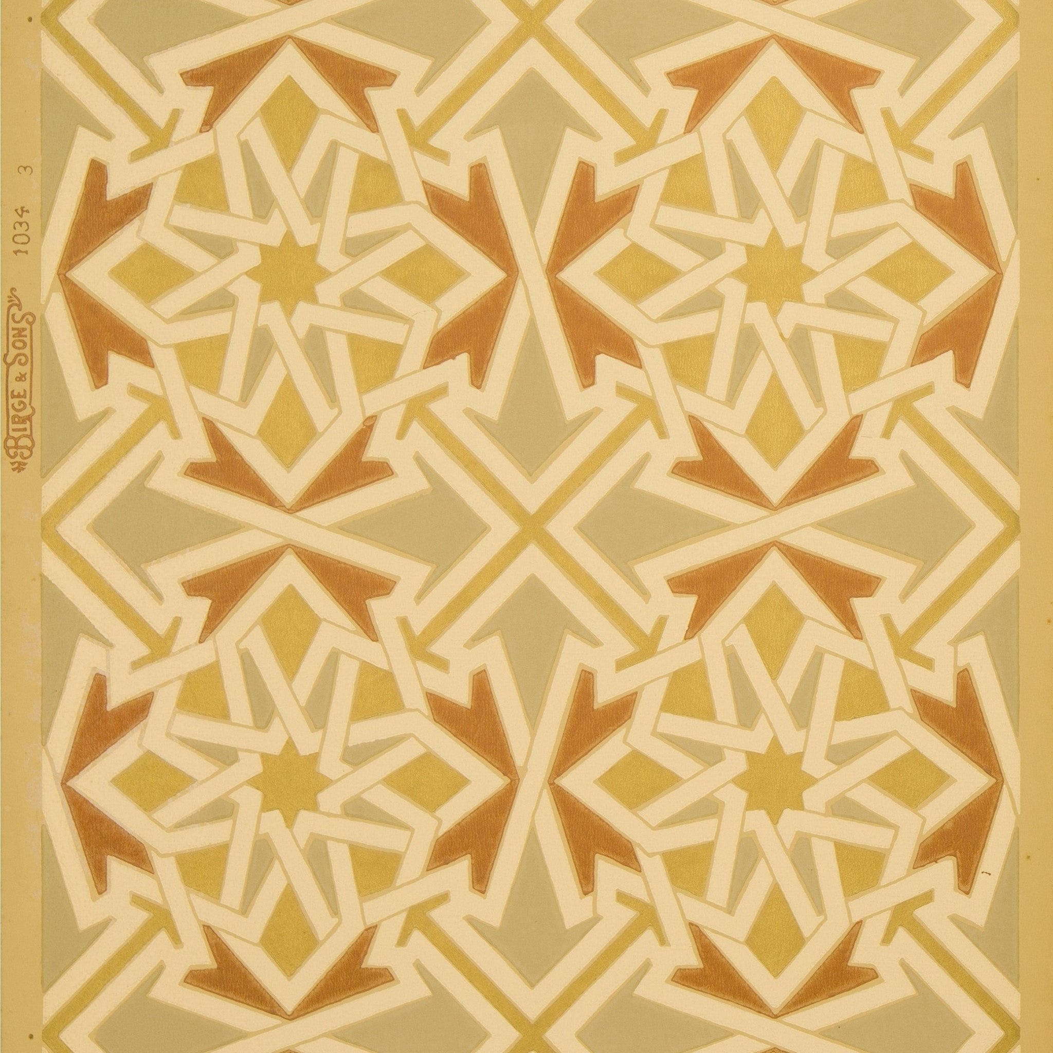 Gilt Interlocking Geometric Patterns/Antique Wallpaper - Bolling & Company
