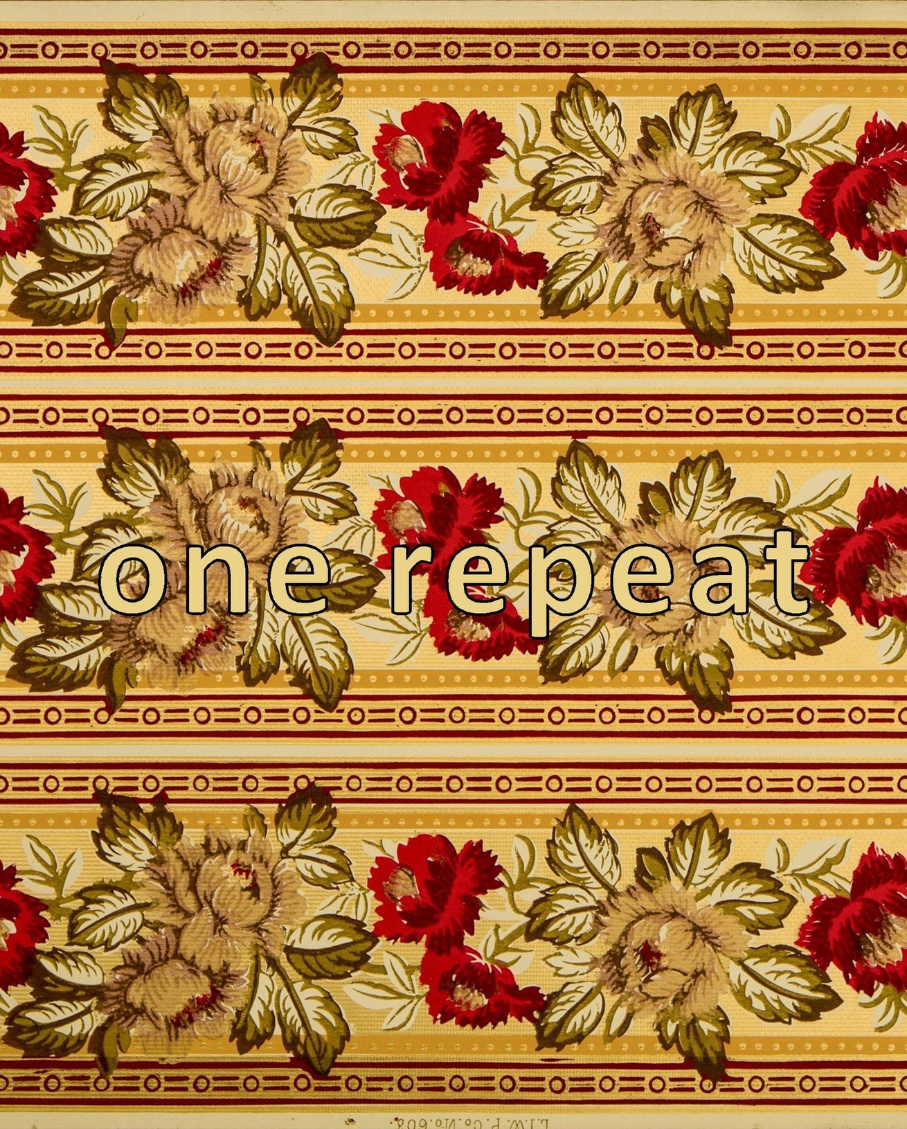 3-Band 6-1/4" Gilt Floral Border - Antique Wallpaper Roll