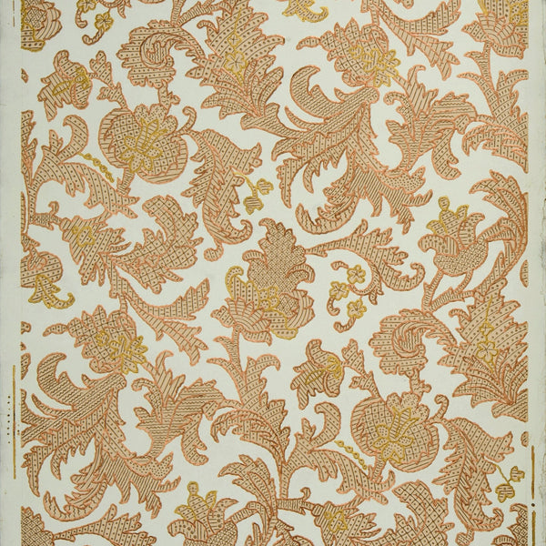 Embossed Gilt All-Over Floral/Foliate - Antique Wallpaper Remnant
