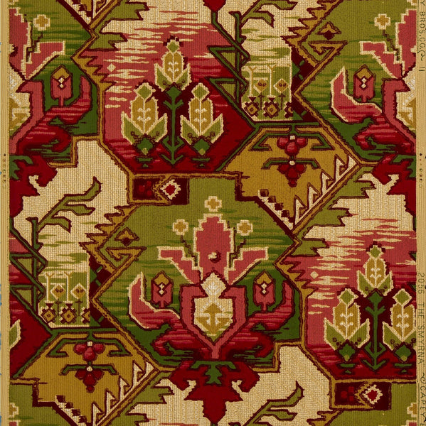 "The Smyrna" Kilim-Like Tapestry - Antique Wallpaper Remnant