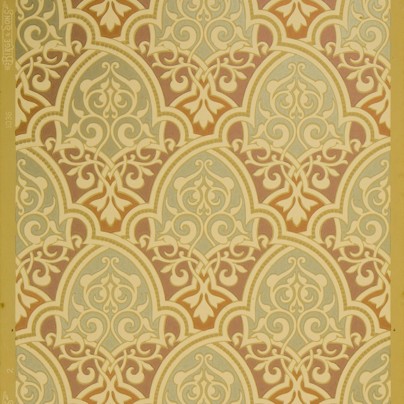 Gilt Moorish Piscine Diaper - Antique Wallpaper Remnant