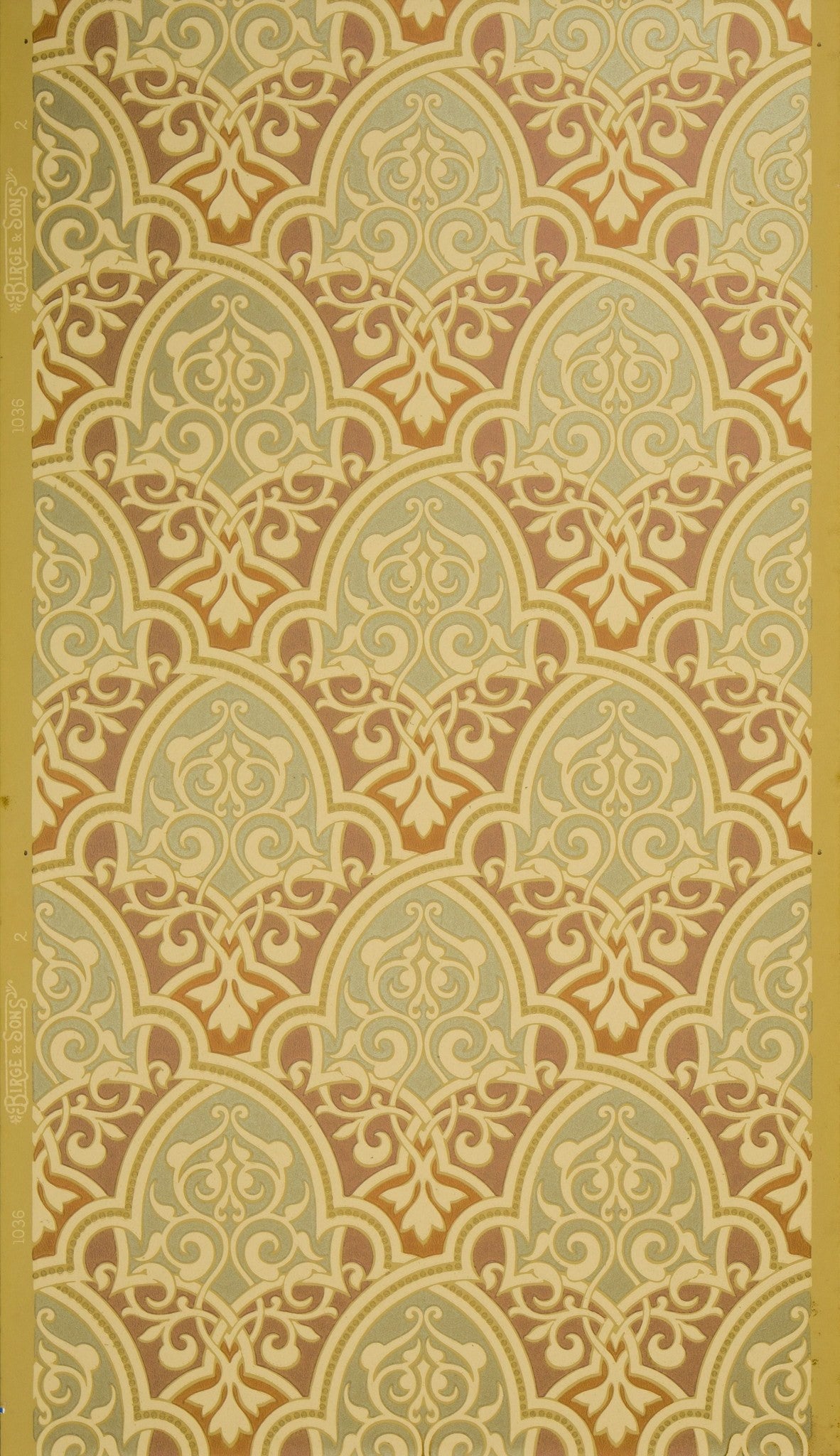 Gilt Moorish Piscine Diaper - Antique Wallpaper Remnant