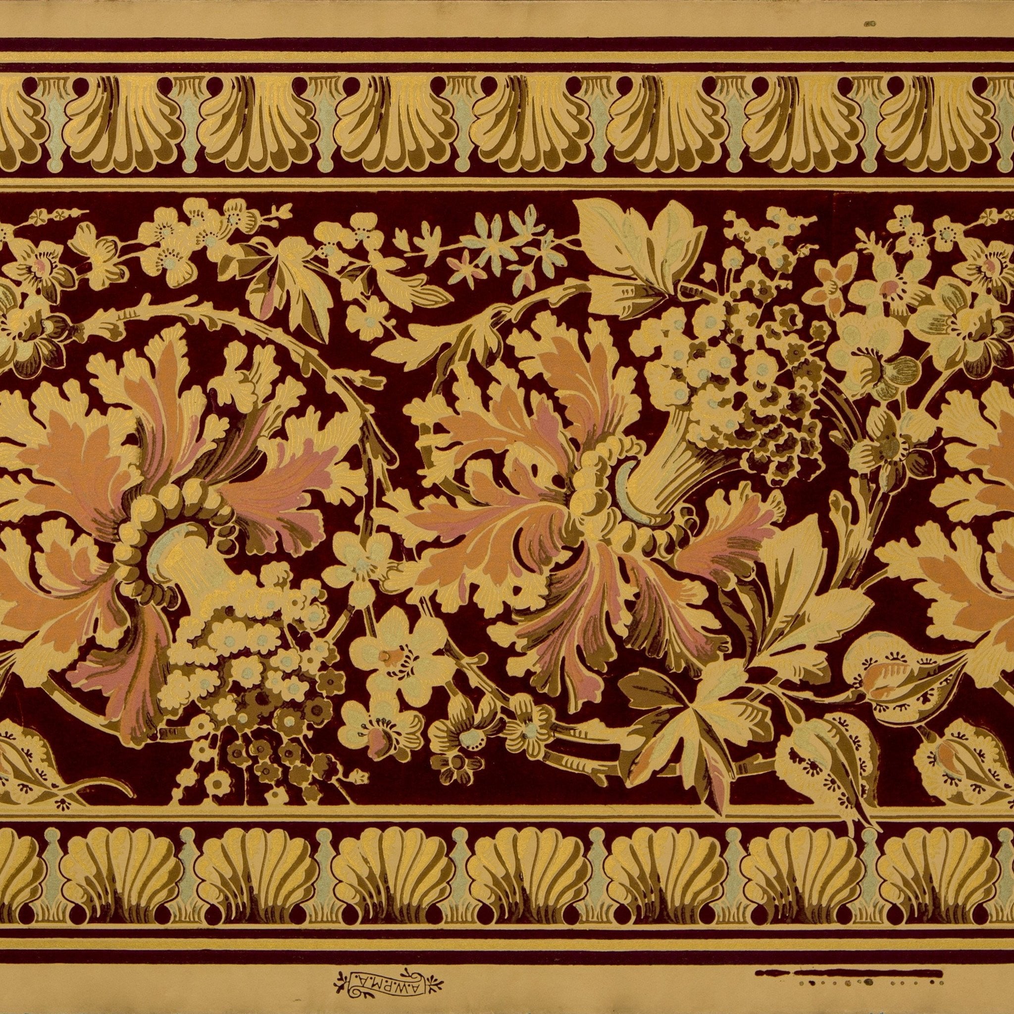 Scrolling Floral Foliate Tapestry Border/Antique Wallpaper