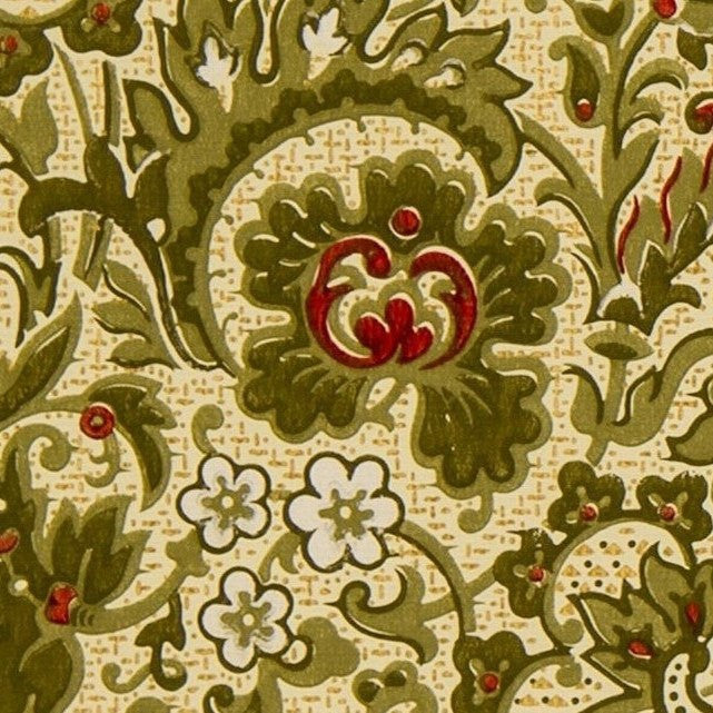Dense Stylized All-Over Floral/Foliate - Antique Wallpaper Remnant