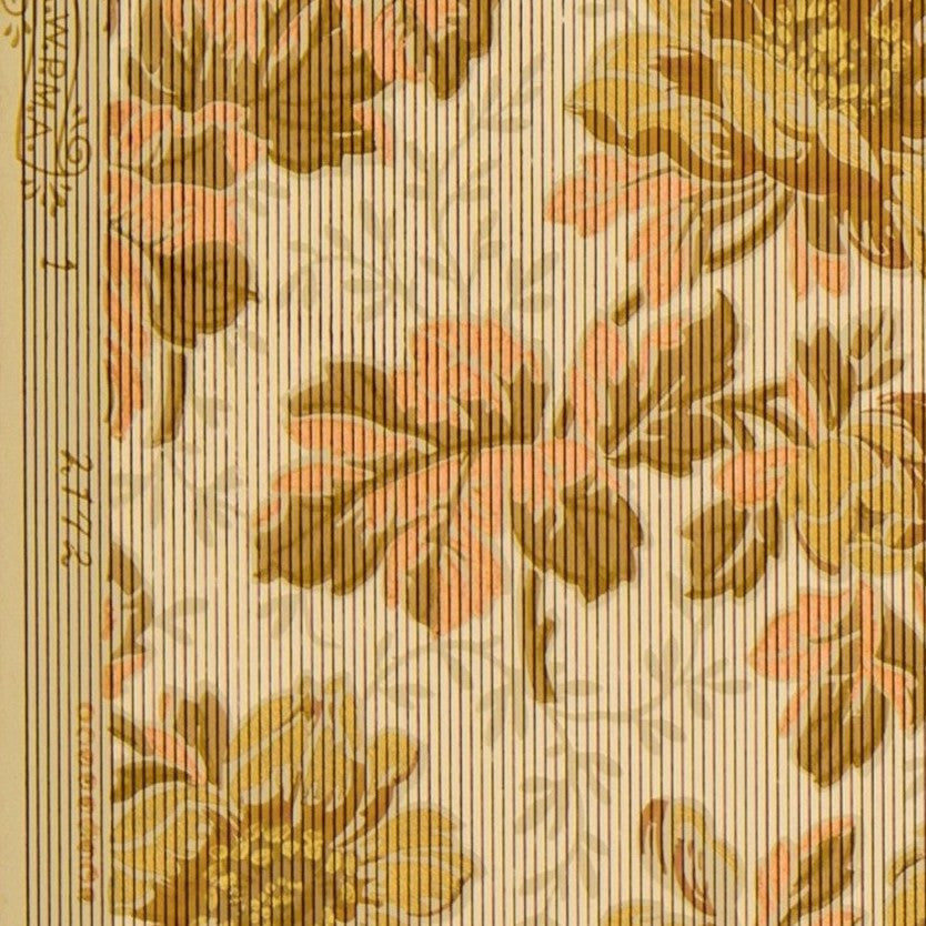 Pinstriped Multi-Metallic Floral Clusters - Antique Wallpaper Remnant