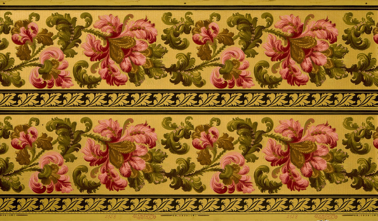 9-3/8" Gilt Floral/Foliate Border - Antique Wallpaper Remnant