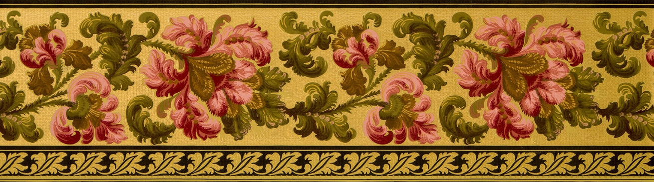 9-3/8" Gilt Floral/Foliate Border - Antique Wallpaper Remnant