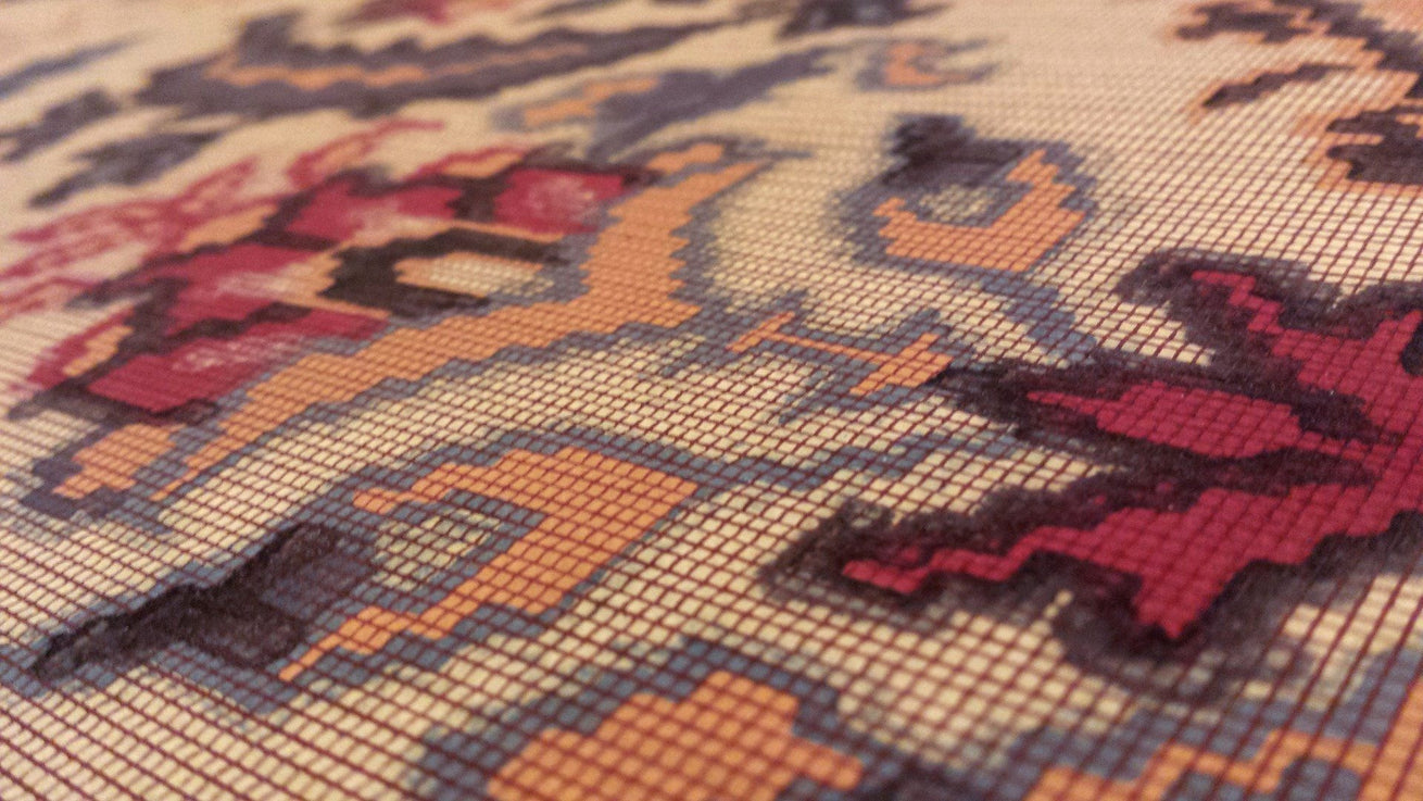 Kilim-Like Tapestry - Antique Wallpaper Remnant