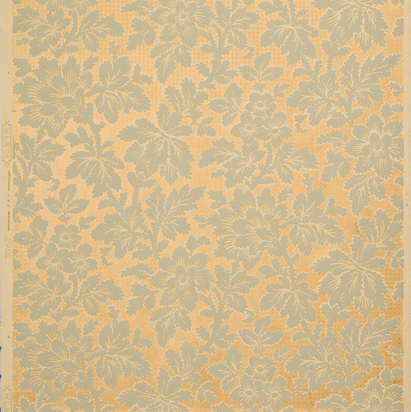 All-Over Floral/Foliate with Gilt Background - Antique Wallpaper Remnant