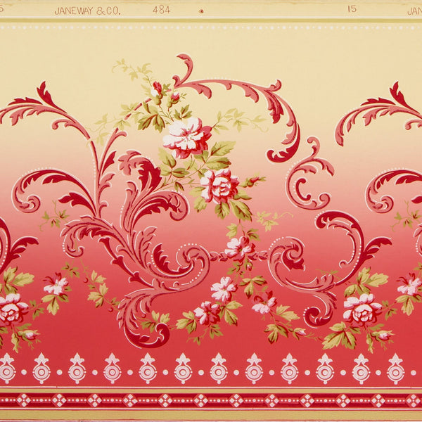 Blended Frieze with Rosevines and Scrolls - Antique Wallpaper Remnant
