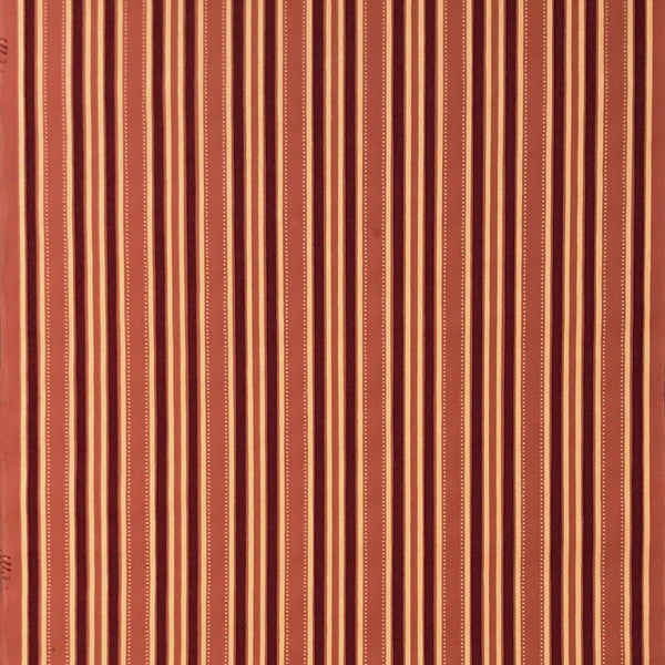 8-Band Burgundy/Ivory Stripes w/Dots on Terra Cotta Ground - Antique Wallpaper Rolls