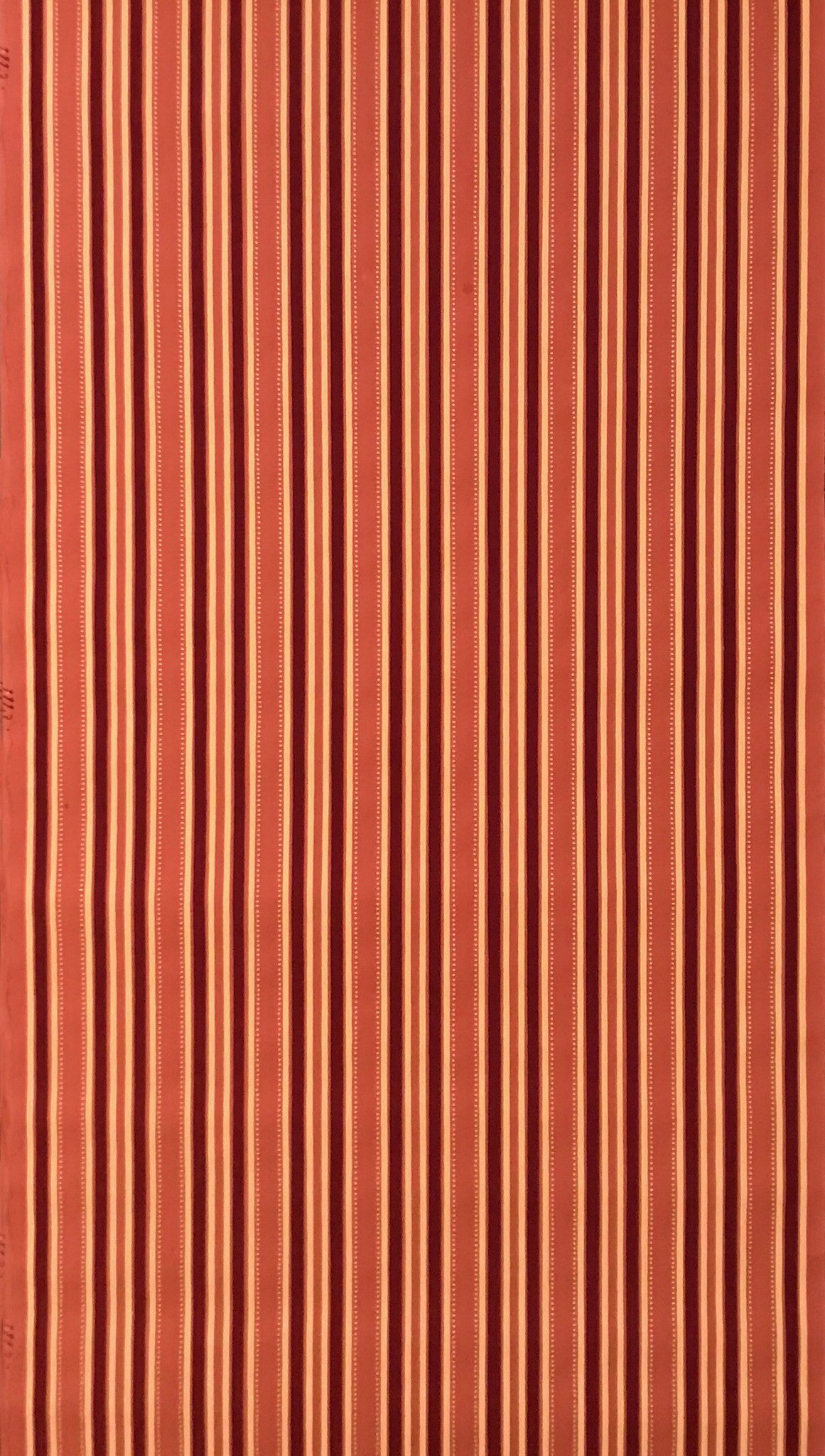 8-Band Burgundy/Ivory Stripes w/Dots on Terra Cotta Ground - Antique Wallpaper Rolls