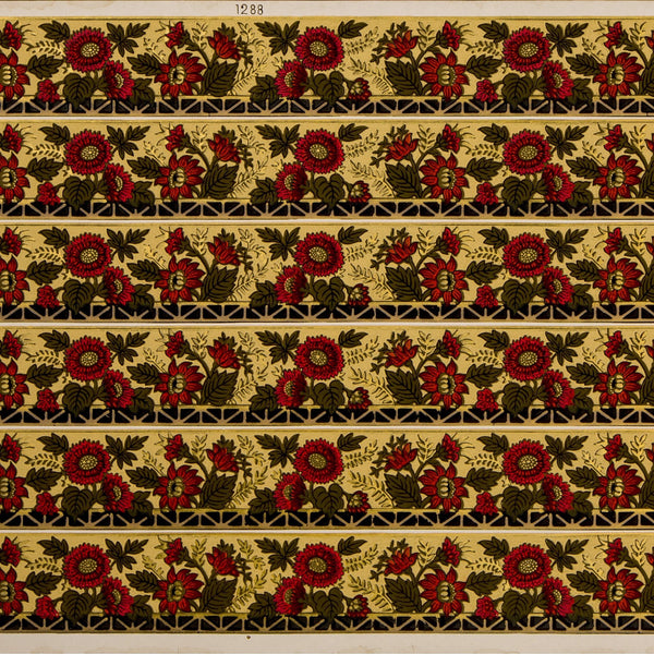 3" Stylized Gilt Floral Border - Antique Wallpaper Rolls