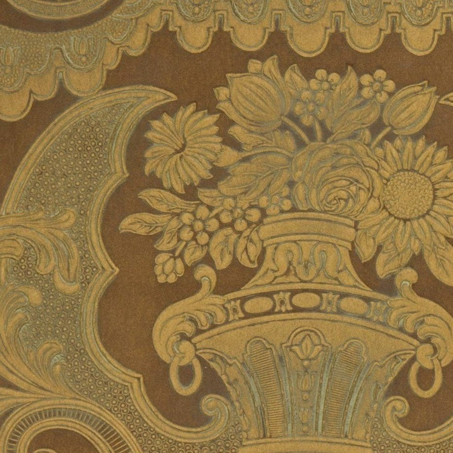 Embossed Scrolls/Urns/Flowers/Swags/Lattice - Antique Wallpaper Remnant