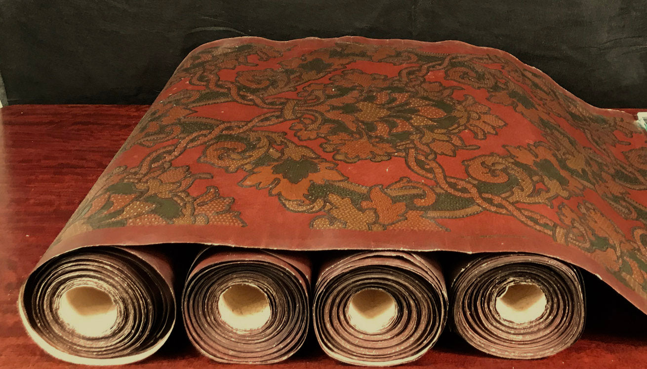 Renaissance Tooled "Leather" Damask - Antique Wallpaper Rolls